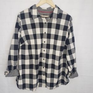 Talbot's Plaid Longsleeve Button Down Black Cream